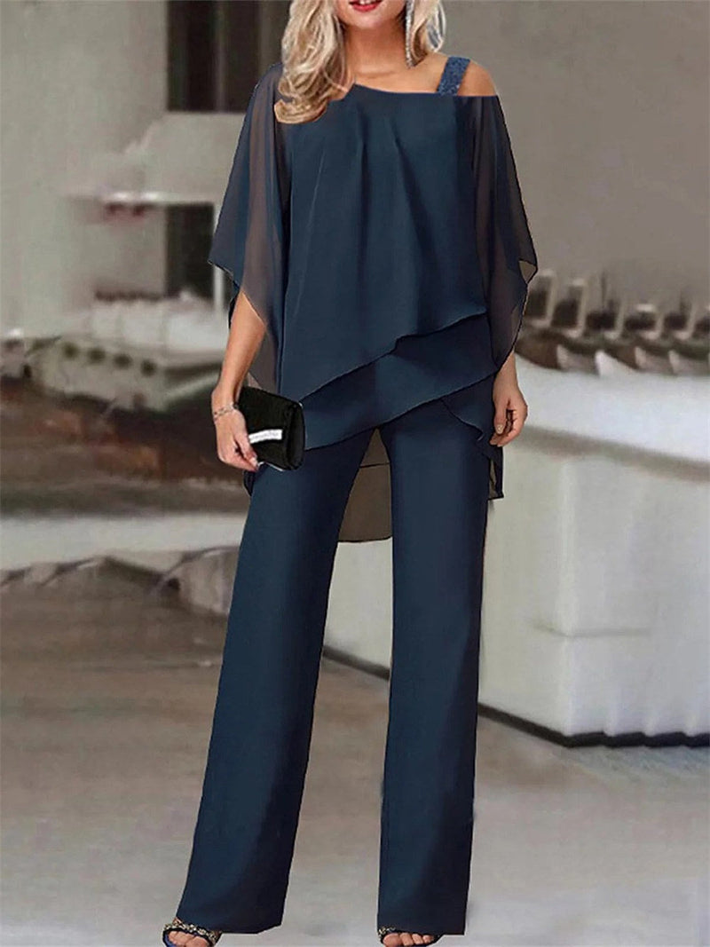 Solid Color Half Sleeve Two Piece Set