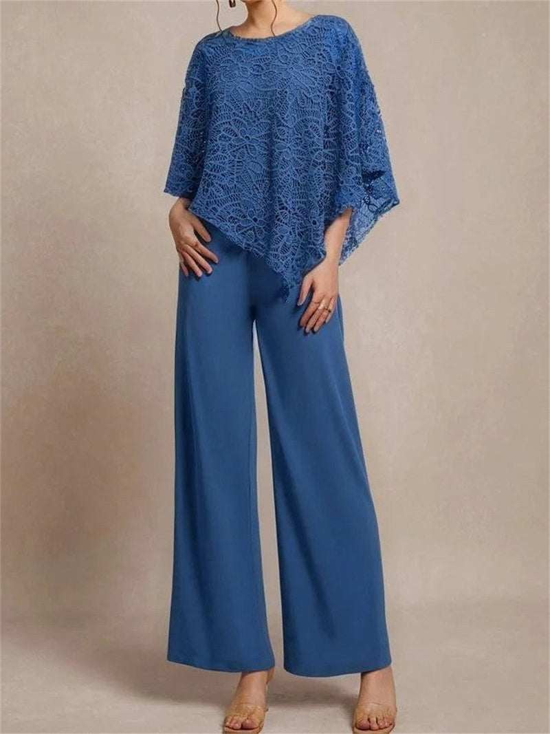 Elegant Plain Round Neck Long Sleeve Two Piece Set