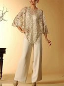 Elegant Plain Round Neck Long Sleeve Two Piece Set